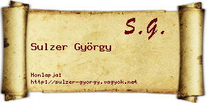 Sulzer György névjegykártya